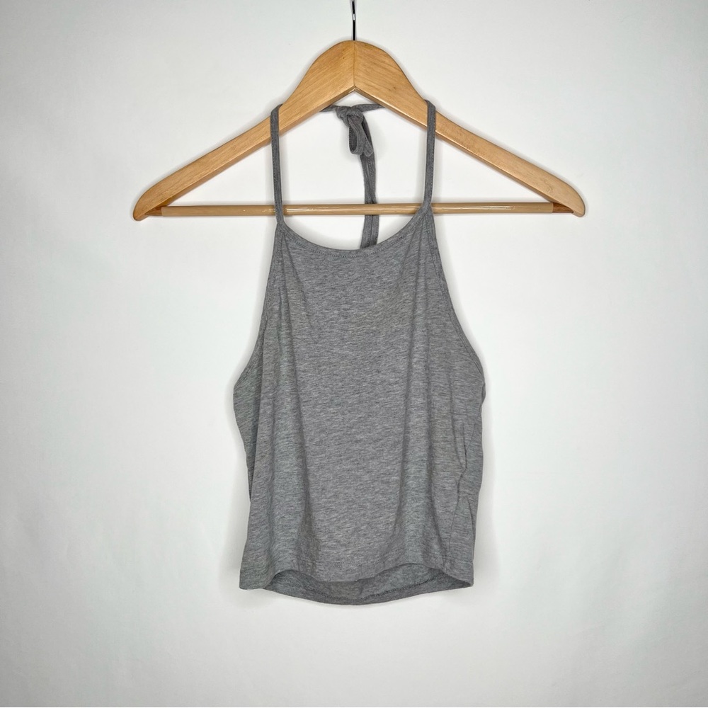 NWOT BRANDY MELVILLE HALTER CROP TOP ONESIZE GREY NEUTRAL